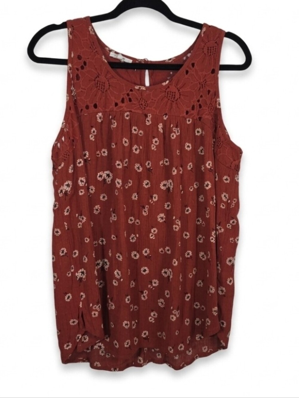 Maurices floral crochet lace detail tank